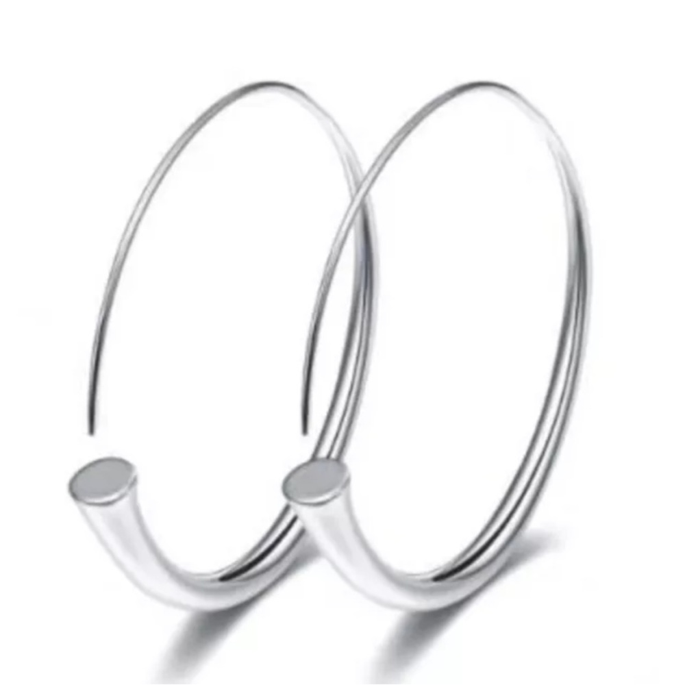New Elegant Sterling Silver Smooth Gradient Hoops
